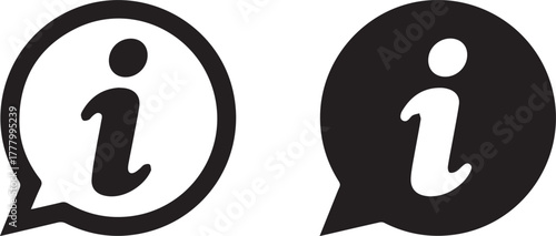 information icon speech bubble outlined and filled vector set