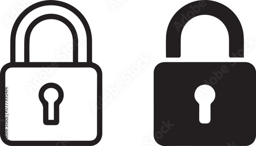 padlock locked unlocked icon set for security and access control