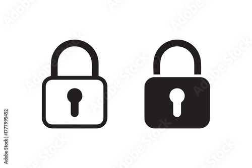 padlock open and closed padlock icons security access vector set