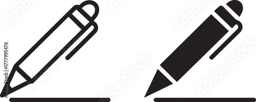 pen icon dual style outline and solid drawing tip on line vector