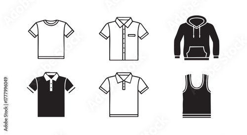T shirt and polo shirt line art design illustration vector