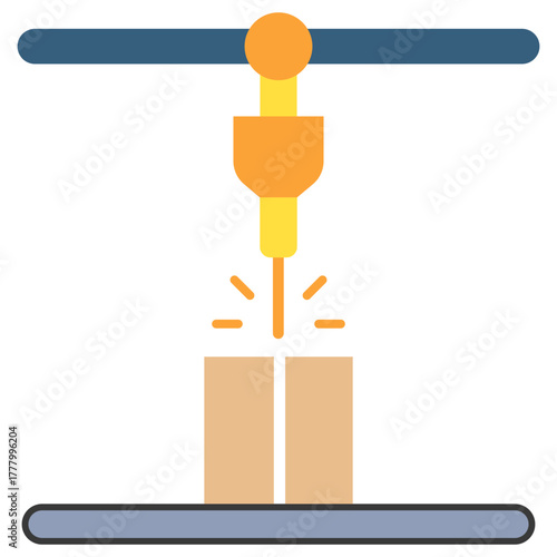 Laser Cutter Icon, Mini Illustration Relate To Industry 4-0, Modern Industry. Use For Modern Concept, Ui, Ux Web And App Development.