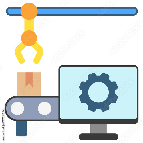 Monitoring Icon, Mini Illustration Relate To Industry 4-0, Modern Industry. Use For Modern Concept, Ui, Ux Web And App Development.