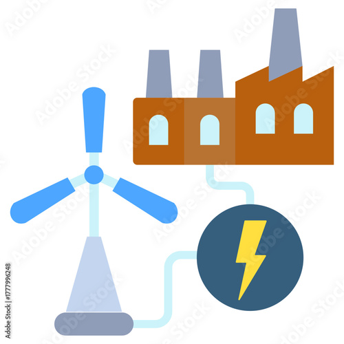 Power System Icon, Mini Illustration Relate To Industry 4-0, Modern Industry. Use For Modern Concept, Ui, Ux Web And App Development.