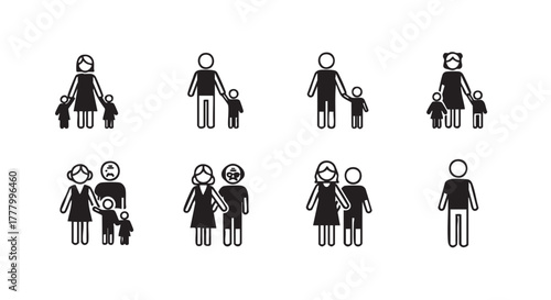 Vector illustration of family and relationships including children and parents