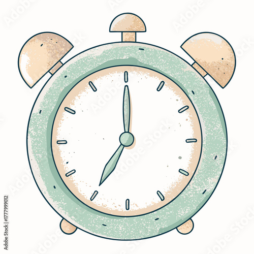 Vintage alarm clock with bells and hands on white background  