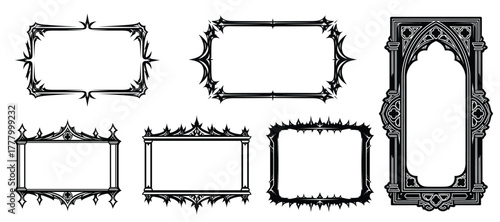 Collection of ornate vintage and gothic style decorative frames and borders for design elements