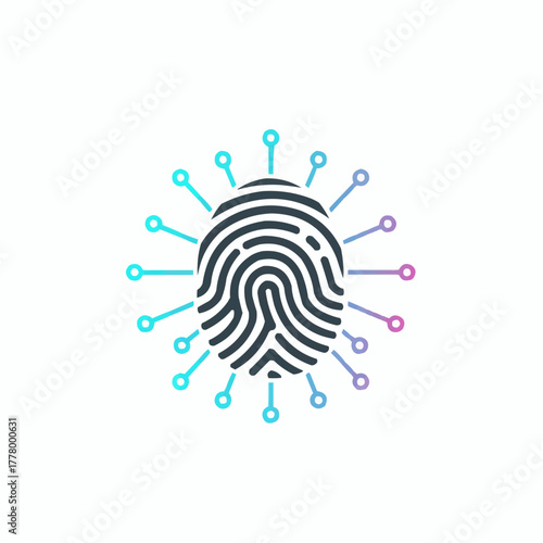 Digital fingerprint with connection points around the fingerprint design