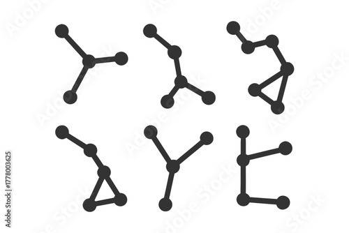 Abstract geometric node network patterns in black and white.