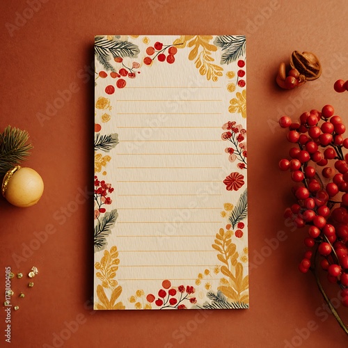 christmas card with christmas decorations