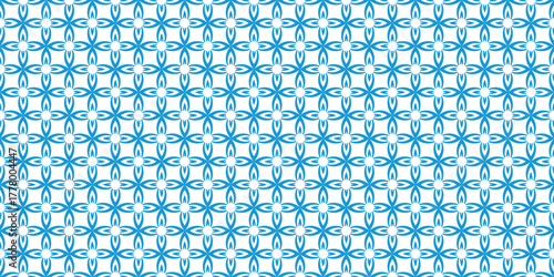 Blue Geometric Floral Seamless Pattern. Vector Repeating Background.