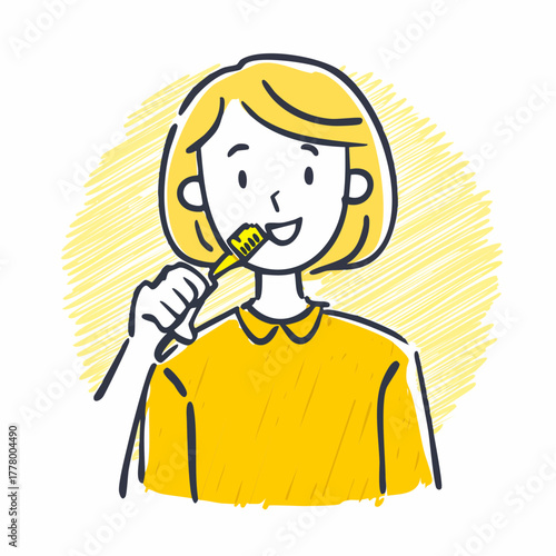 Person brushing teeth – Hygiene, morning routine, health, bathroom