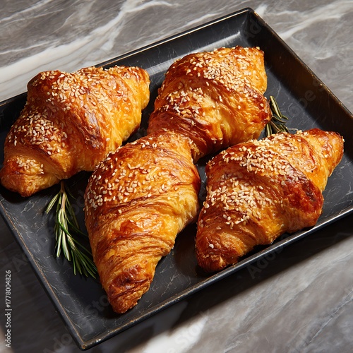 fresh croissant on a wooden table
