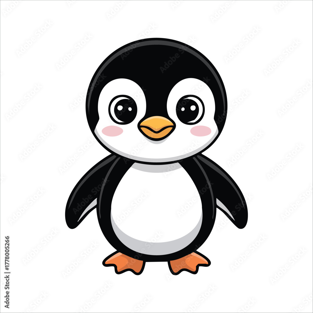 Obraz premium adorable antarctic penguin with orange beak and feet vector art isolated on white background