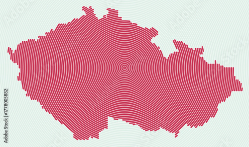 Czechia shape rings. Country map formed by stacked circles. Czechia boundary shape design. Awesome vector illustration.