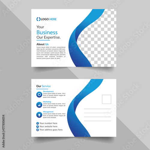 Corporate postcard design template. amazing and modern postcard design. Corporate business or marketing agency postcard template