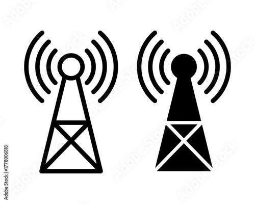 Base station icon. Vector black icon isolated on white background.