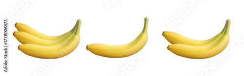 Bananas. Bunch of bananas. Vector 3d clipart isolated on white background.