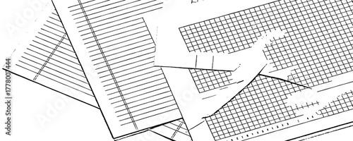  Black and White Grid, Stripes, and Paper Fragments for Design, Tech, and Editorial striped patterns, and torn paper textures.