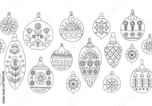 Scandinavian Christmas Ornament Pattern Festive Folk Art Seamless Background