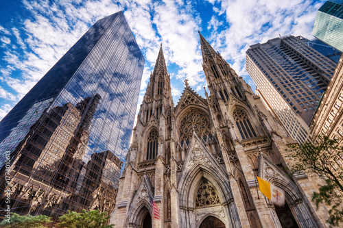 Wallpaper Mural Saint Patrick Cathedral in New York City with Skyscrapers Reflection during a Sunny Day Torontodigital.ca