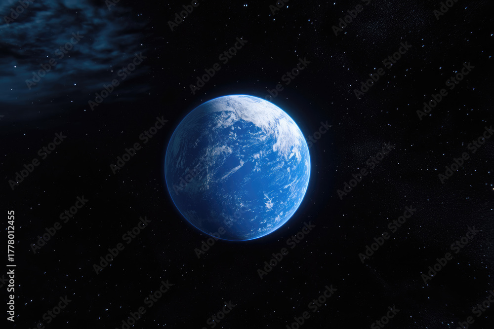 Obraz premium The Lonely Planet Watching From Deep Space Shadows