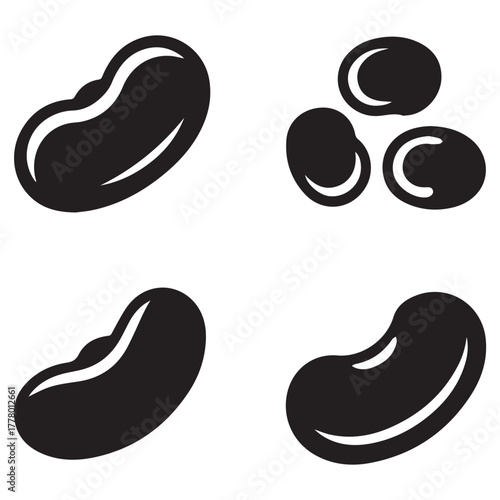 Illustration of bean isolated on white background, simple and minimalist