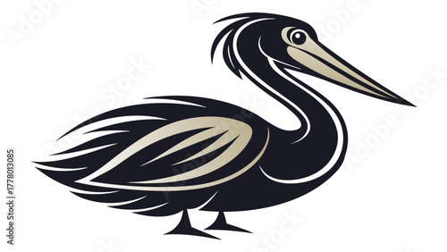 Very beautiful silhouette black Louisiana pelican icon vector illustration design, minimalist and elegant bird emblem with smooth curves, clean lines, and balanced composition, ideal for logo or graph