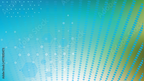 Abstract Hexagonal Network Grid with Blue Green Futuristic