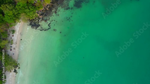 Wallpaper Mural Koh Rong beach coastline evening lush jungle. Dramatic aerial view flight drone Torontodigital.ca