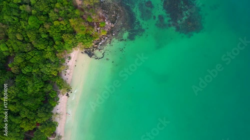 Wallpaper Mural Koh Rong beach coastline evening lush jungle. Fabulous aerial view flight drone Torontodigital.ca