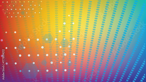 Abstract geometric network pattern with vibrant rainbow Futuristic glowing nodes