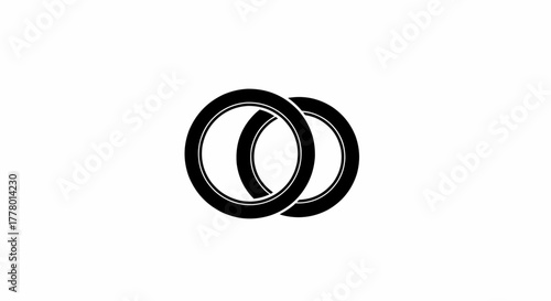 Interlocking circles symbol of unity and connection, a minimalist geometric logo design vector illustration