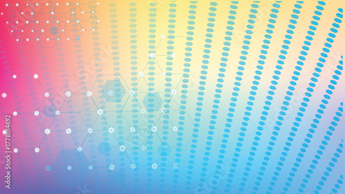 Abstract Geometric Network Pattern with Glowing Nodes Hexagons Keywords: abstract, geometric, Futuristic