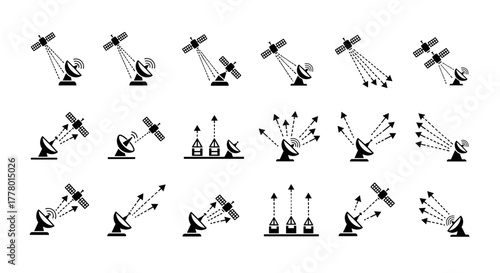 Satellite communication system, modern technology for global connectivity, vector graphic