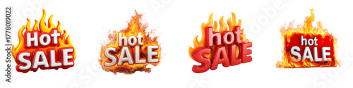 Ignite Sales with These Fiery Hot Sale Badges Originally a Vector Graphic, Perfect for Promotions, Advertising, and Enticing Customers to Shop Now, Driving Urgency and Excitement
