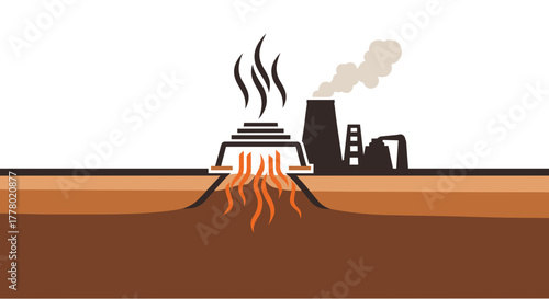 Groundwater contamination illustration showcasing industrial pollution with factory silhouette