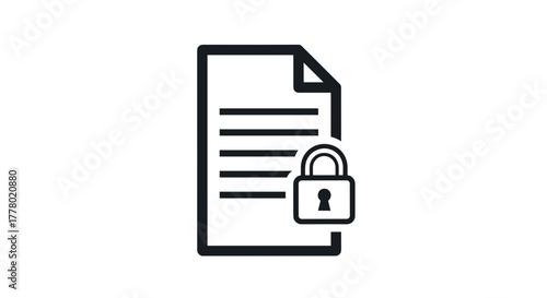 Secure document vector for privacy, data protection and confidential business papers icon