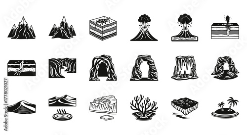 Stunning geological formations, landforms, and topography illustrations for educational materials