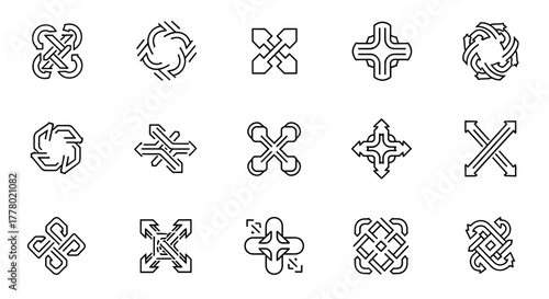 Collection of geometric abstract design elements for logos and creative brand identities