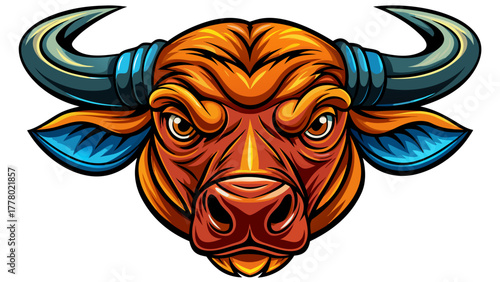 Very beautiful bull head silhouette vector illustration on a white background, featuring bold, sharp lines and strong horns, creating a striking and dynamic design ideal for logos or graphics.