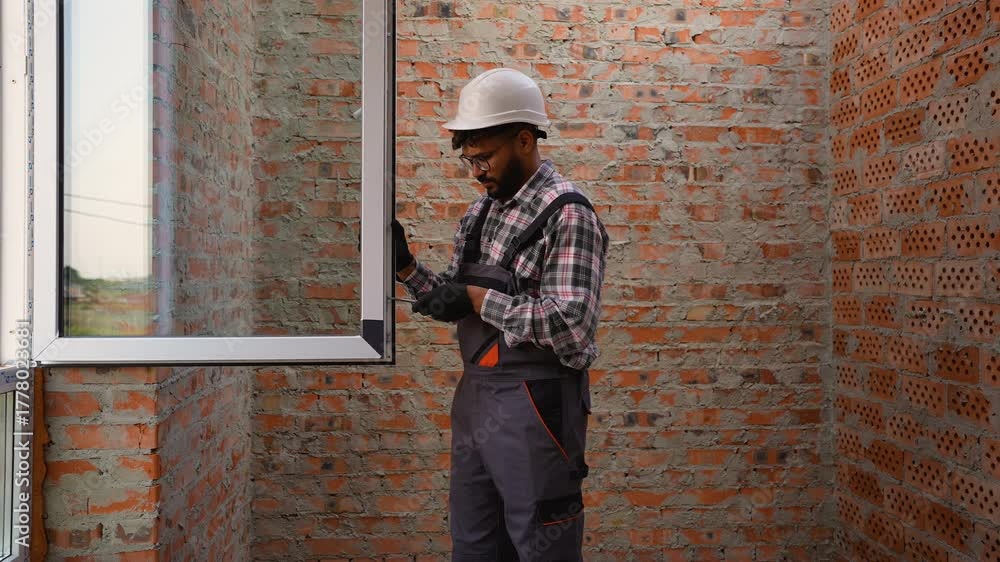 custom made wallpaper toronto digitalProfessional construction worker installing a window frame