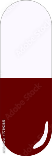 Red and White Capsule Icon – Symbol of Medicine and Healthcare in Flat Design