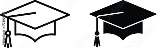 Graduation Cap Icons – Education and Academic Achievement Symbols