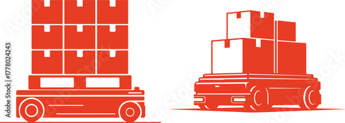 Warehouse Automation Icons Stacked Boxes on Autonomous Mobile Robots warehouse robot logistics robot