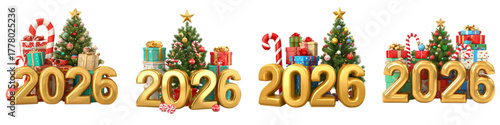 Celebrate 2026 New Year with festive holiday gifts and golden numbers, conveying joy, prosperity, and the excitement of the upcoming year for holiday promotions
