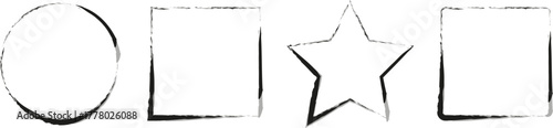 Hand drawn grunge frames set — circle, square and star outline