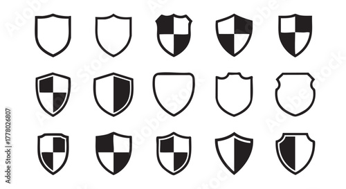 Shield icons collection vector illustration for protection and security concept