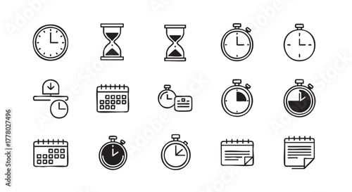 Time management icons set vector illustration for design element