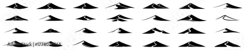 Desert Dune and Sand Hill Silhouette Icon Set Collection of Arid Landscape and Road Vector Elements